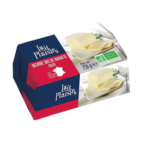 Beurre baratte doux bio - 250g (Lait Plaisir)